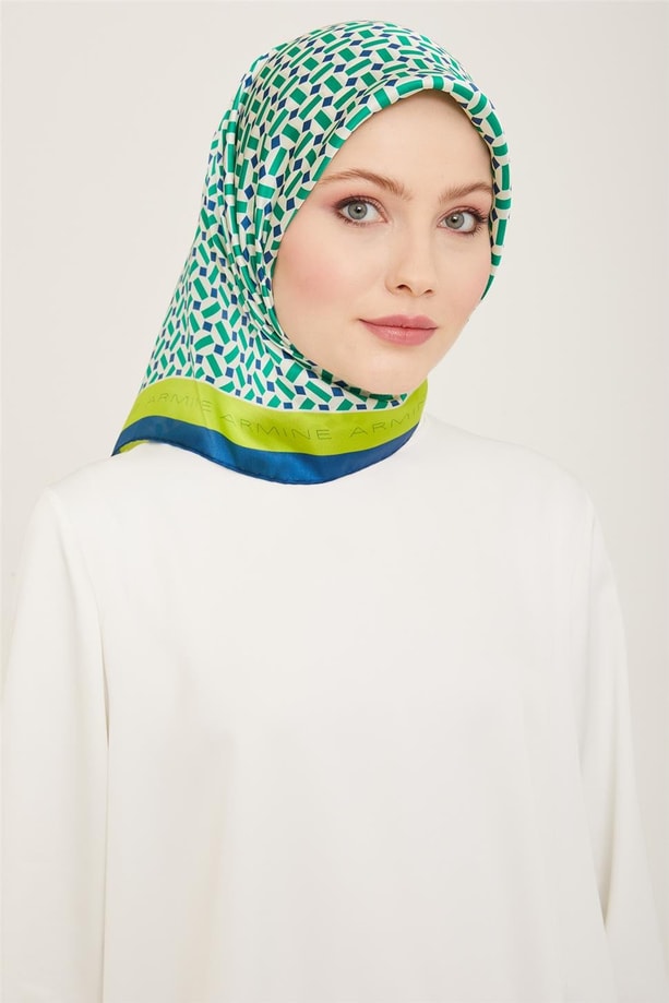 Armine Geometrik Desenli Twill İpek Eşarp 24Ya9151 4 01