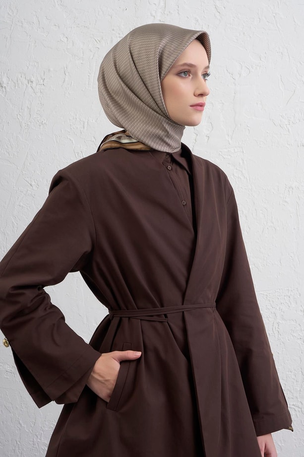 Armine Monogram Desenli Saf İpek Twill Eşarp 9401D 02