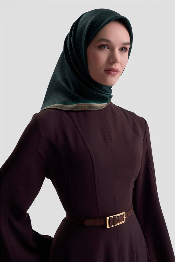 Armine Monogram Desenli Saf İpek Twill Eşarp 9401D 32