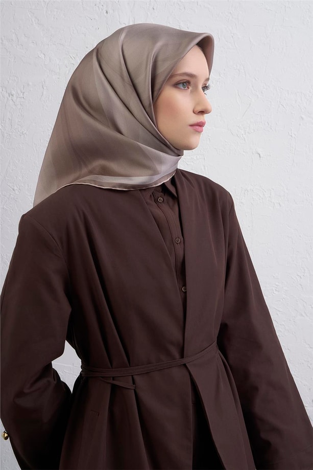 Armine Geometrik Desenli Saf İpek Twill Eşarp 9402D 07