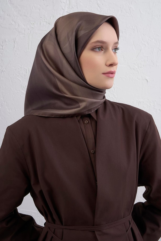 Armine Geometrik Desenli Saf İpek Twill Eşarp 9402D 84