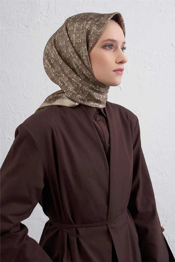 Armine Soyut Desenli Saf İpek Twill Eşarp 9405D 57