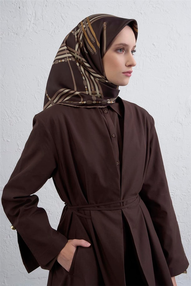 Armine Obje Desenli Saf İpek Twill Eşarp 9407D 31