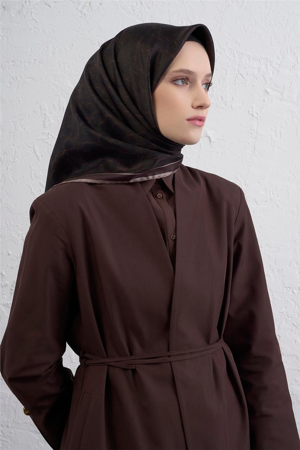 Armine Klasik Desenli Saf İpek Twill Eşarp 9408D 83