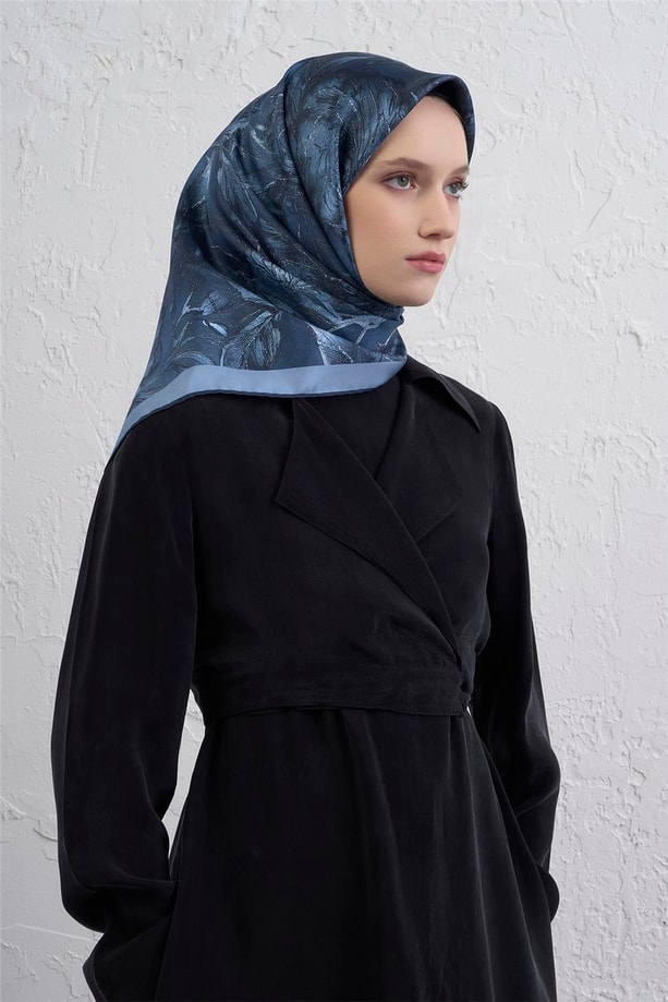 Armine Çiçek Desenli Saf İpek Twill Eşarp 9409D 34