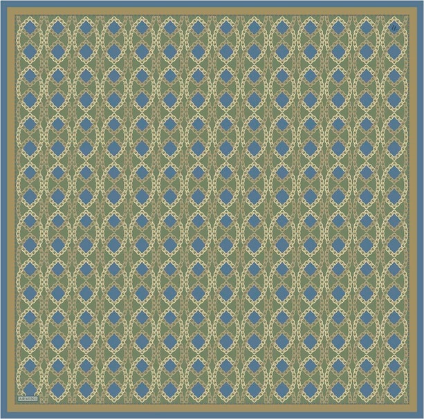 Armine Klasik Desenli Saf İpek Twill Eşarp 9410D 04