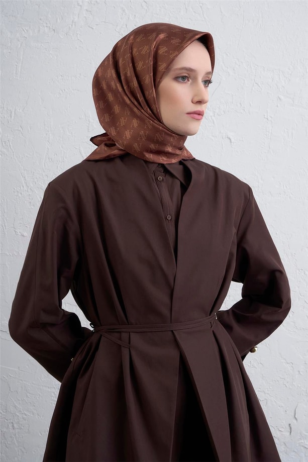 Armine Monogram Desenli Saf İpek Twill Eşarp 9412D 35