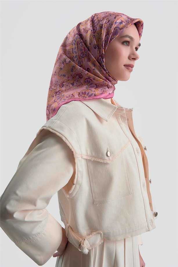 Armine Etnik Desen Saf İpek Twill Eşarp 9416D 59