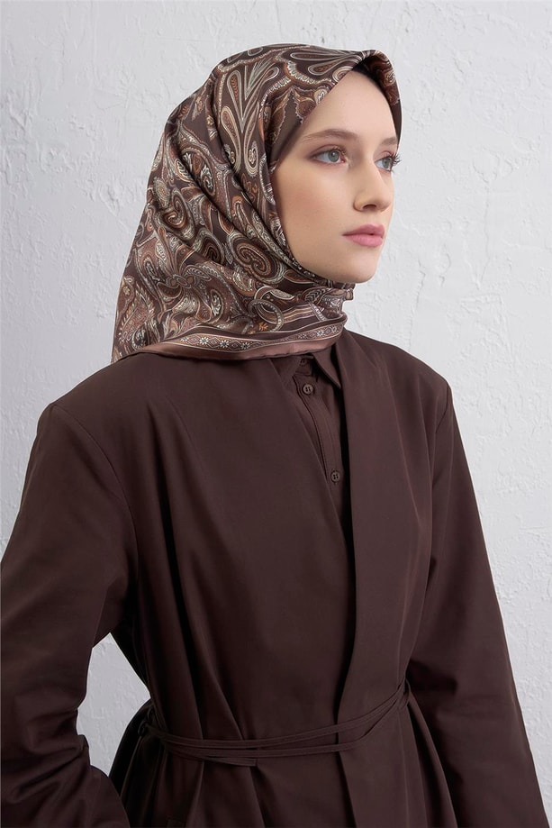 Armine Etnik Desen Saf İpek Twill Eşarp 9421D 32