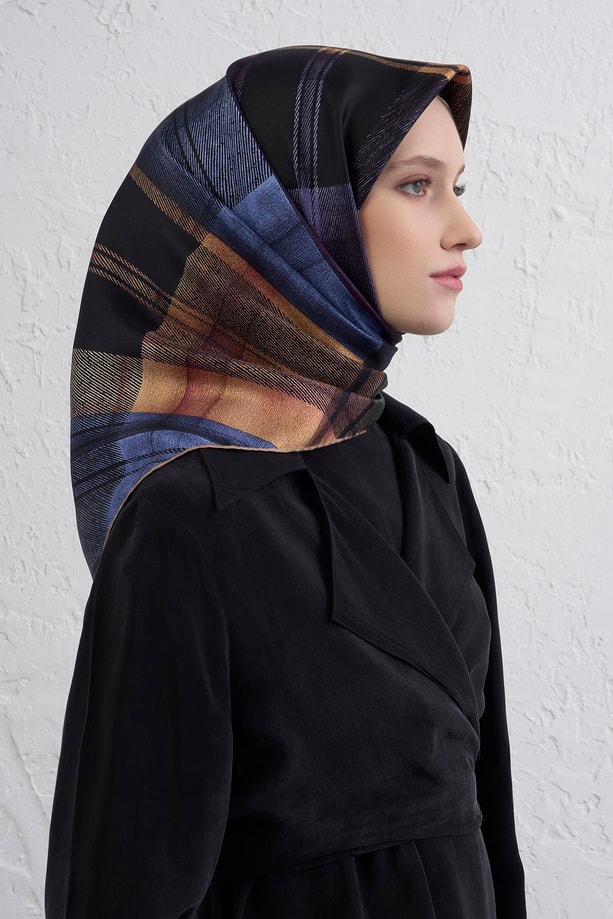 Armine Geometrik Desenli Saf İpek Twill Eşarp 9424D 31
