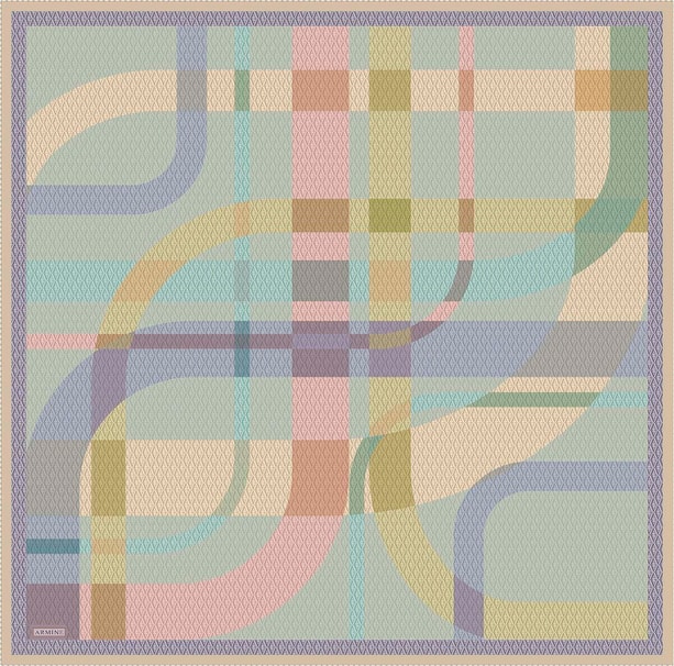 Armine Monogram Desenli Saf İpek Twill Eşarp 9429D 01