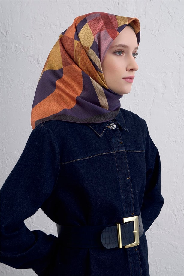 Armine Monogram Desenli Saf İpek Twill Eşarp 9429D 51