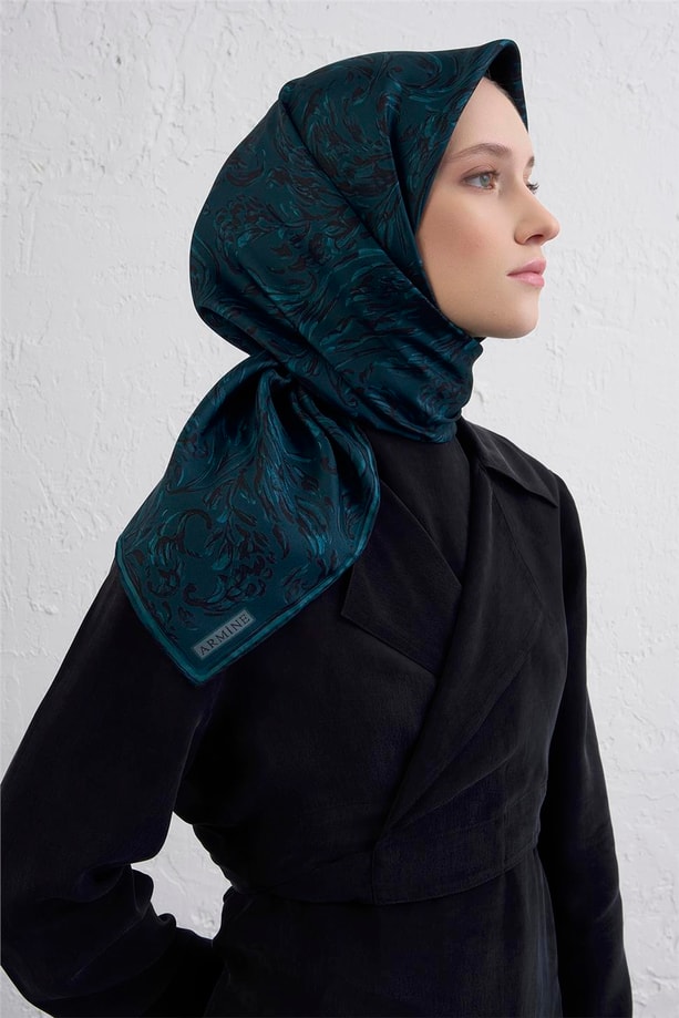 Armine Soyut Desenli Saf İpek Twill Eşarp 9431D 81