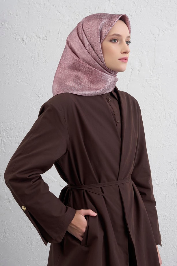 Armine Klasik Desenli Saf İpek Twill Eşarp 9437D 14