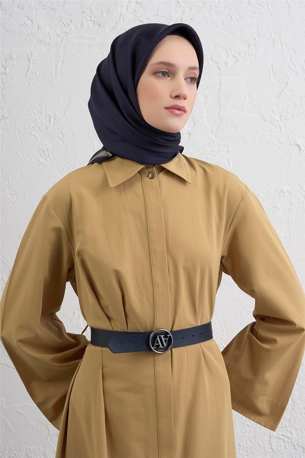 Armine Su Yolu Desenli Saf İpek Twill Eşarp 9444D 01