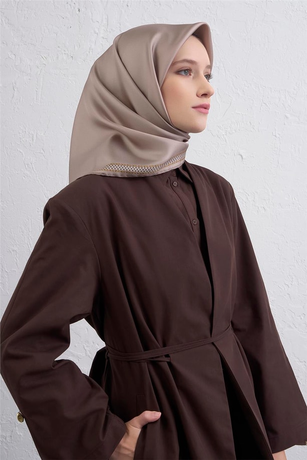 Armine Su Yolu Desenli Saf İpek Twill Eşarp 9444D 36