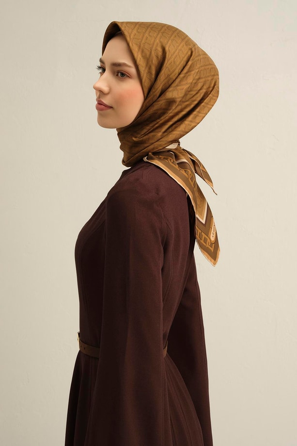 Armine Soyut Desenli Saf İpek Twill Eşarp 9301 31