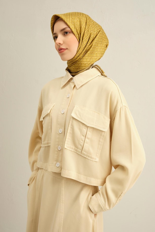 Armine Soyut Desenli Saf İpek Twill Eşarp 9301 32