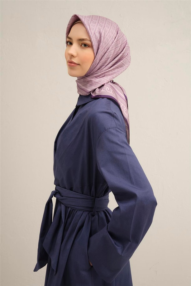 Armine Soyut Desenli Saf İpek Twill Eşarp 9301 55