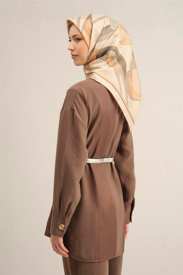 Armine Çiçek Desenli Saf İpek Twill Eşarp 9302 81