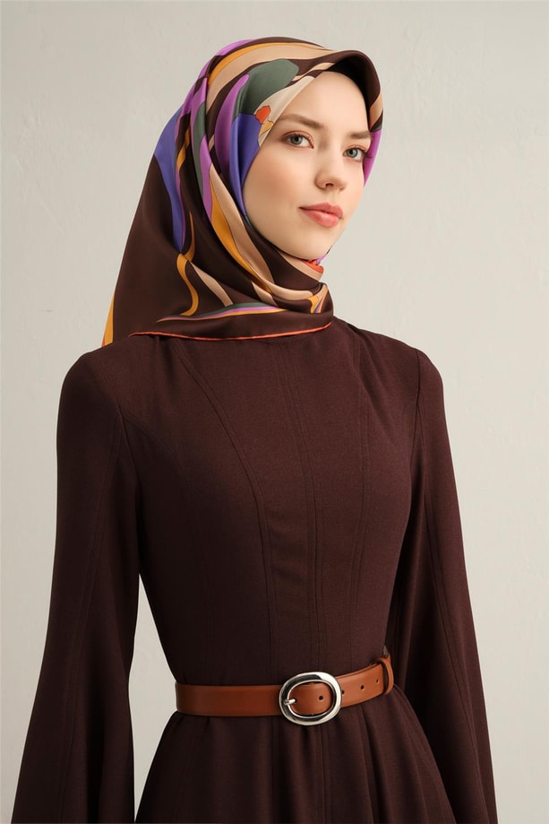 Armine Çiçek Desenli Saf İpek Twill Eşarp 9302 83