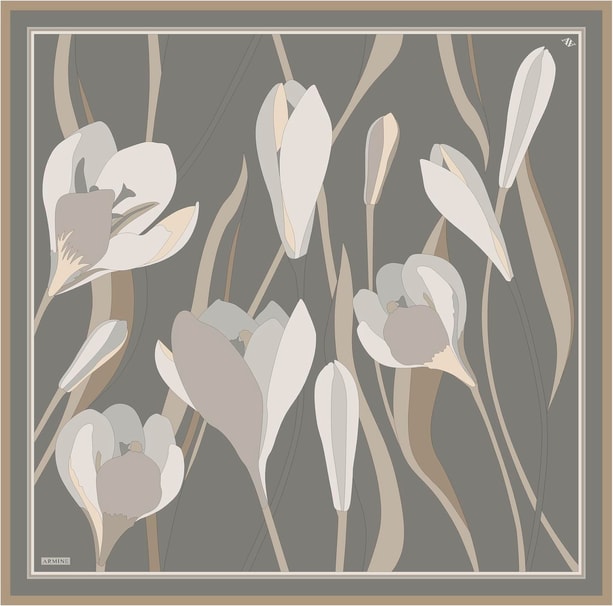 Armine Desenli Saf İpek Twill Eşarp 9302-04