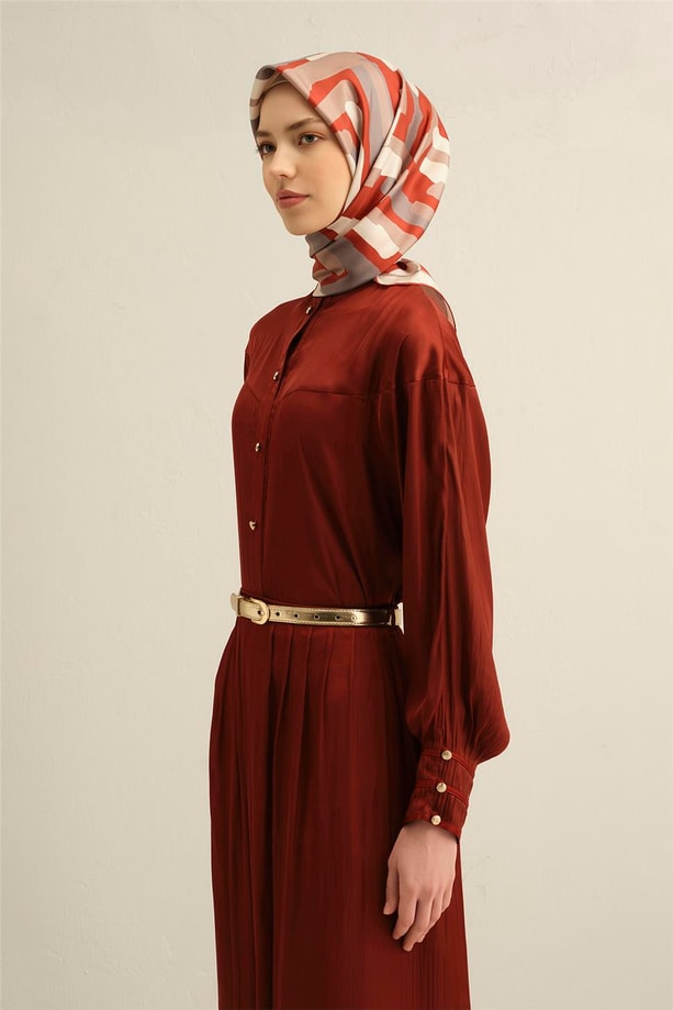 Armine Desenli Saf İpek Twill Eşarp 9303- 85