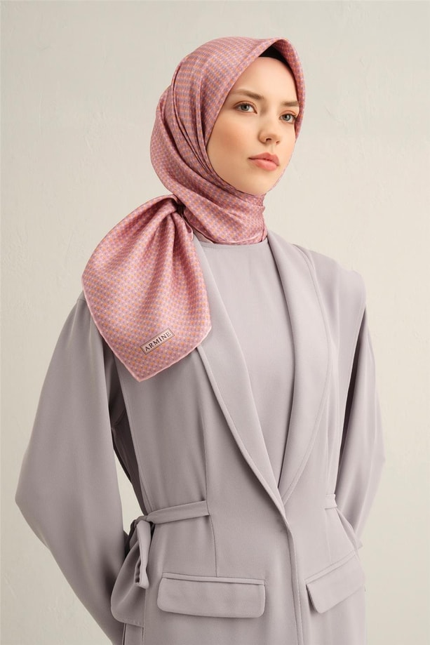 Armine Çiçek Desenli Saf İpek Twill Eşarp 9307 33