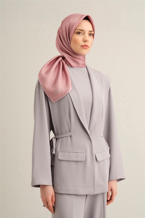 Armine Geometrik Desenli Saf İpek Sura Eşarp 9307 33