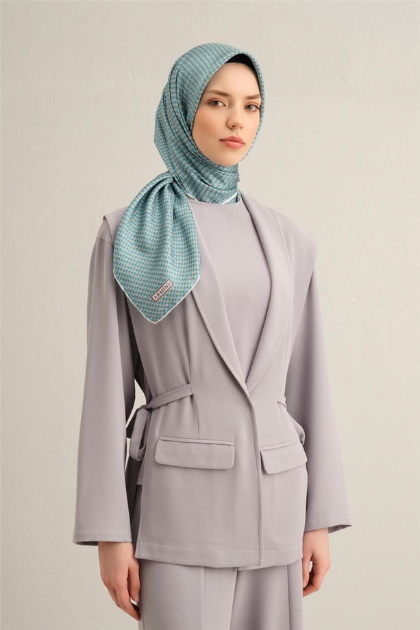 Armine Geometrik Desenli Saf İpek Sura Eşarp 9307 37