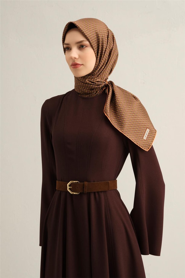 Armine Geometrik Desenli Saf İpek Sura Eşarp 9307 80