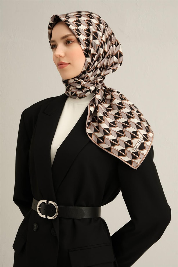 Armine Desenli Saf İpek Twill Eşarp 9309- 04