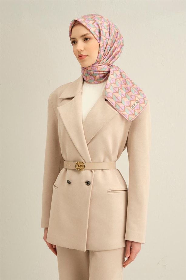 Armine Klasik Desenli Saf İpek Sura Eşarp 9309 34