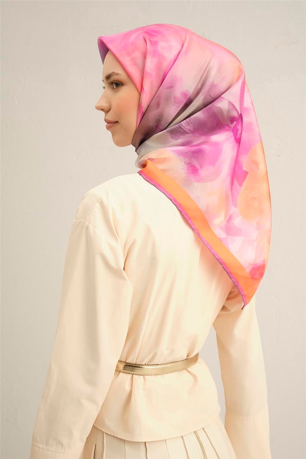 Armine Çiçek Desenli Saf İpek Sura Eşarp 9310 84