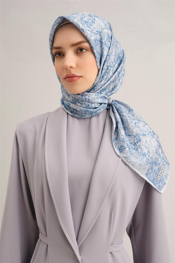 Armine Çiçek Desenli Saf İpek Twill Eşarp 9311 33