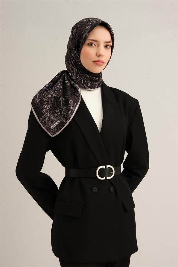 Armine Çiçek Desenli Saf İpek Sura Eşarp 9311 09
