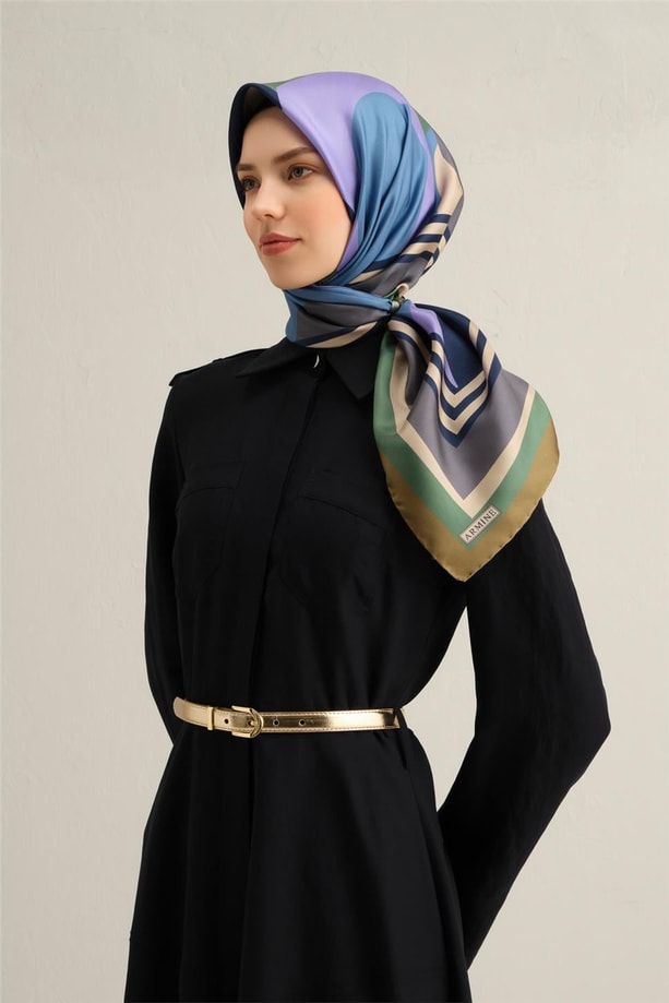 Armine Desenli Saf İpek Twill Eşarp 9313- 82