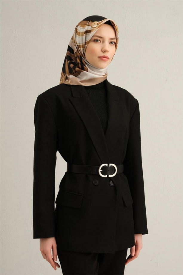 Armine Leopar Desenli Saf İpek Twill Eşarp 9315 03