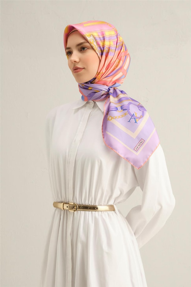 Armine Klasik Desenli Saf İpek Sura Eşarp 9315 50
