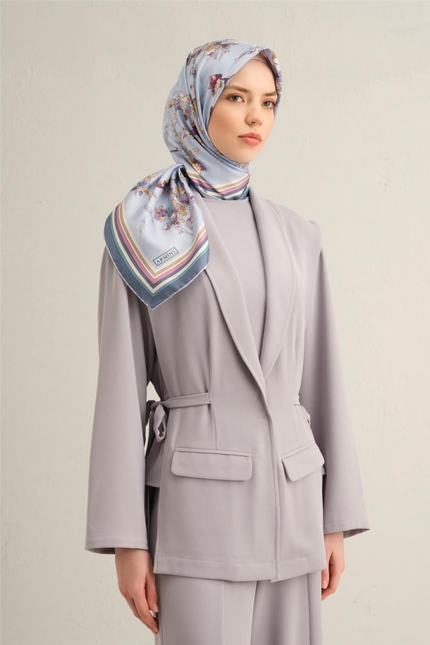 Armine Klasik Desenli Saf İpek Twill Eşarp 9316 36