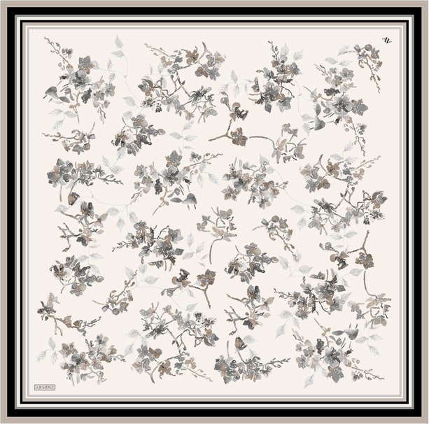 Armine Klasik Desenli Saf İpek Twill Eşarp 9316 85