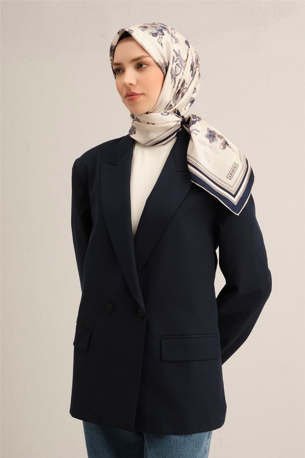 Armine Klasik Desenli Saf İpek Twill Eşarp 9316 86