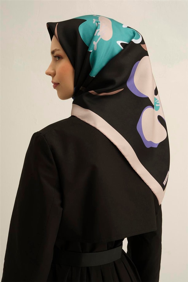 Armine Çiçek Desenli Saf İpek Twill Eşarp 9317 08