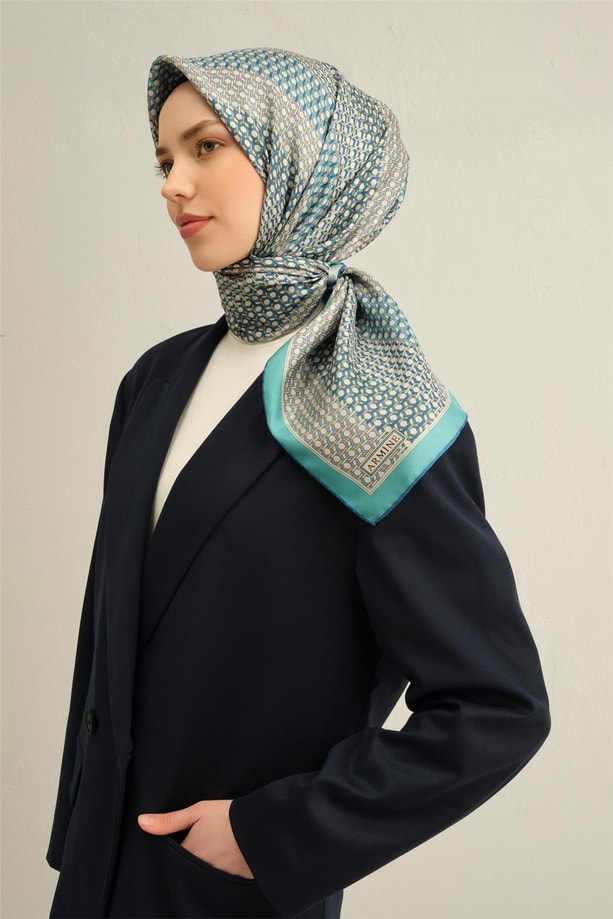 Armine Çiçek Desenli Saf İpek Twill Eşarp 9319 50