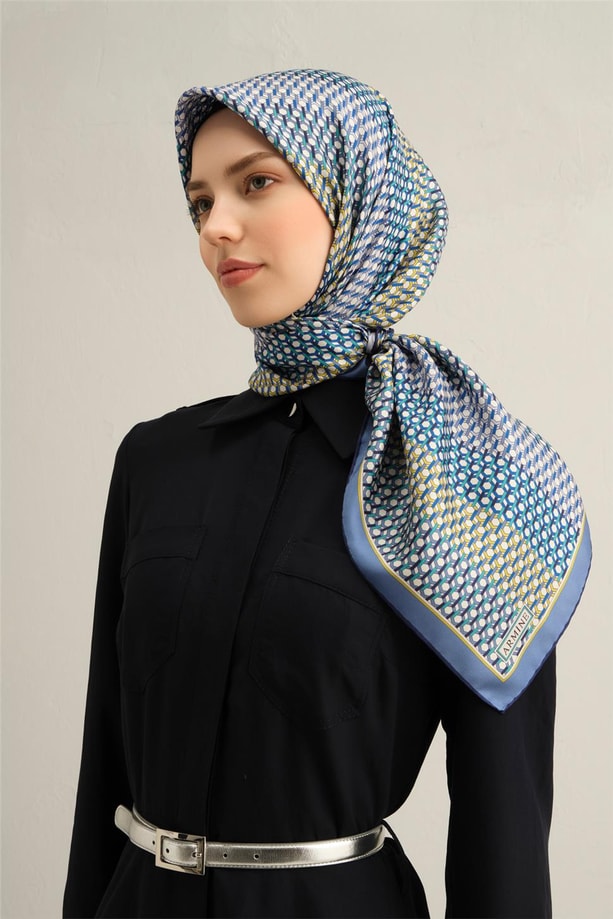 Armine Çiçek Desenli Saf İpek Twill Eşarp 9319 81