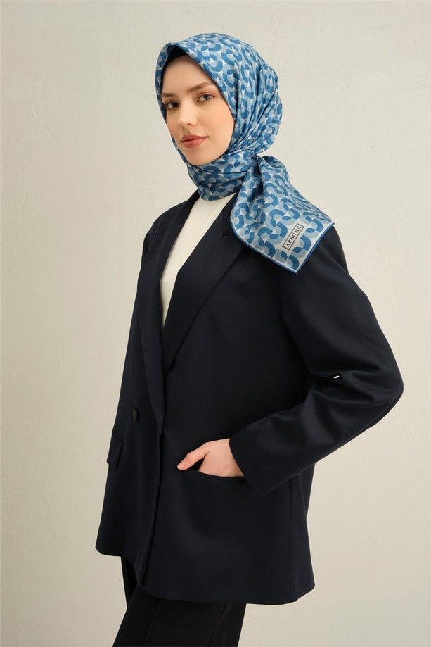 Armine Obje Desenli Saf İpek Twill Eşarp 9321 04