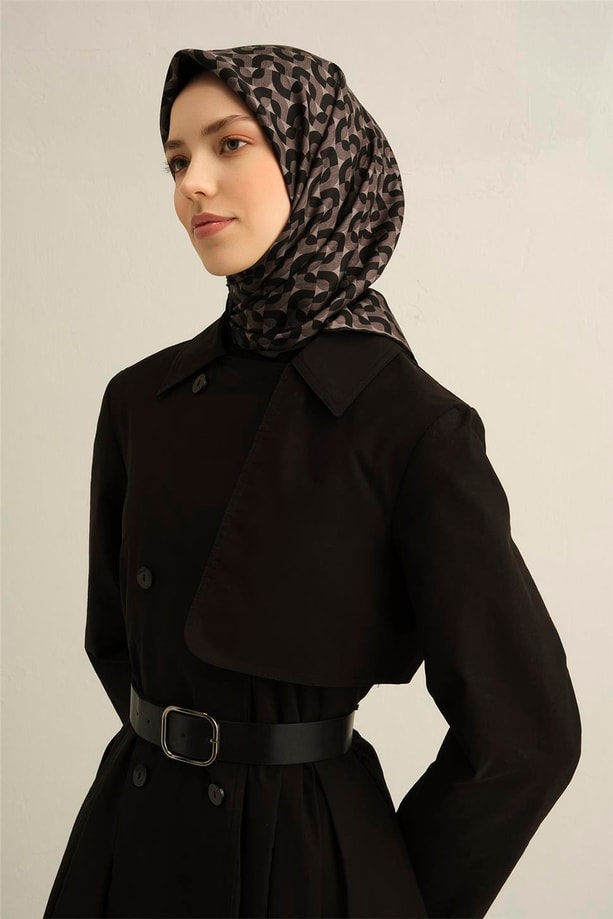 Armine Obje Desenli Saf İpek Twill Eşarp 9321 58