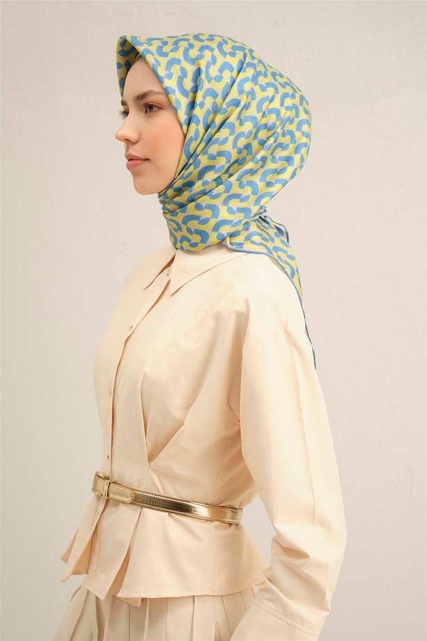 Armine Obje Desenli Saf İpek Twill Eşarp 9321 81