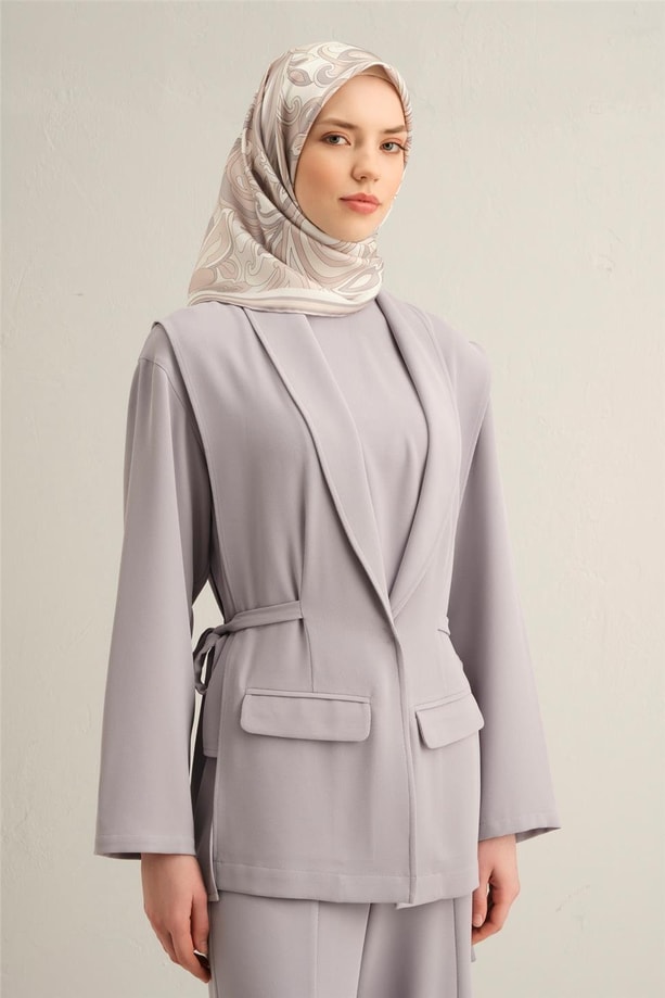 Armine Soyut Desenli Saf İpek Twill Eşarp 9323 82