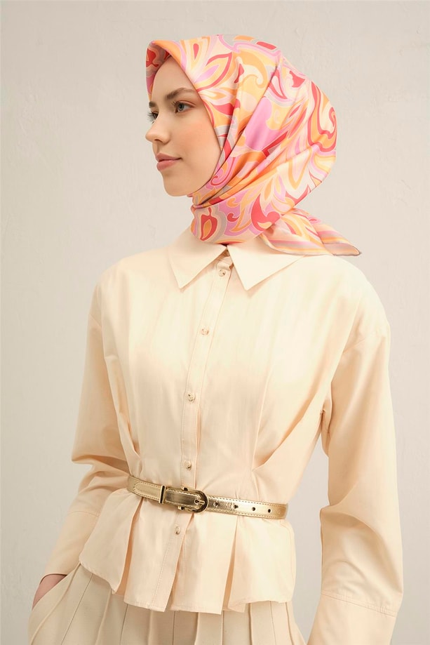 Armine Desenli Saf İpek Sura Eşarp 9323- 85